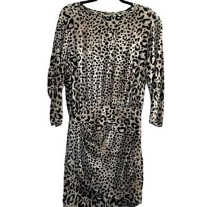 Zara Dress Women's Size XS 3/4 Sleeve Leopard Print Mini Wrap Front